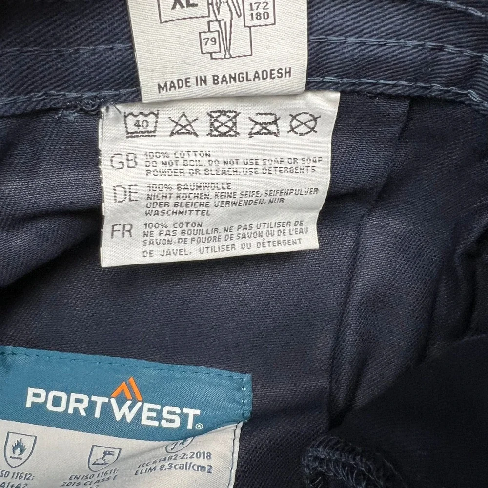 Portwest Bizweld Mens XL Navy Blue Flame Resistant Cargo Work Pants FR BZ31